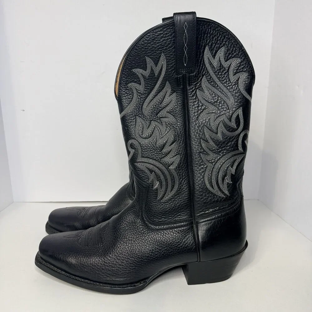 Ariat Sport Western Wide Square Toe Black Deertan Boots Men's Size 13 EE